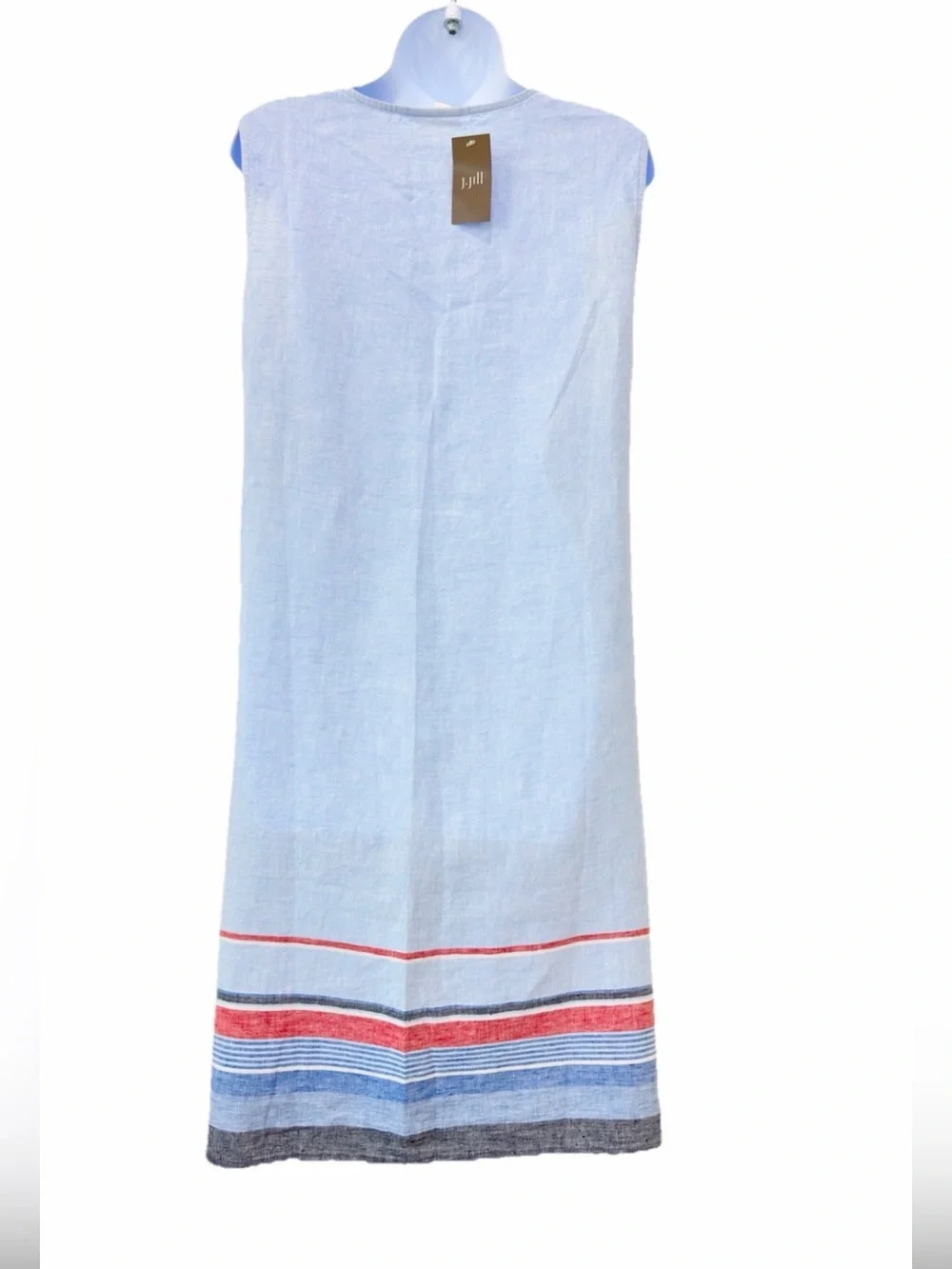 J. Jill Love Linen Cornflower Blue sleeveless v-neck 100% linen dress Size 1X - Picture 4 of 16